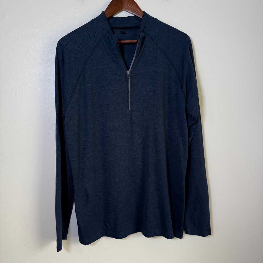 Lululemon‎ Metal Vent Tech 2.0 Heathered Navy 1/2 Zip Pullover Size XL Blue